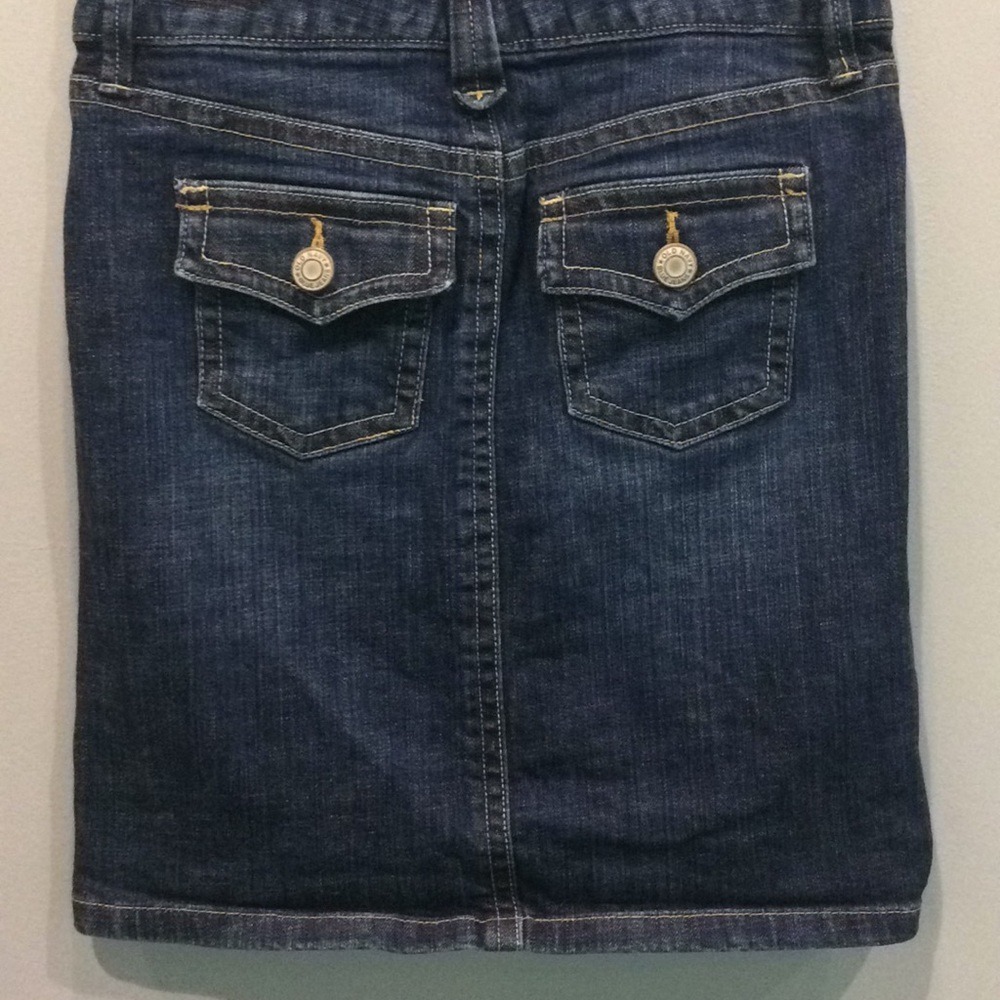 Old Navy Low Waist Denim Skirt Size 1 Dark Wash Stretch Straight Jean Skirt - Picture 6 of 9